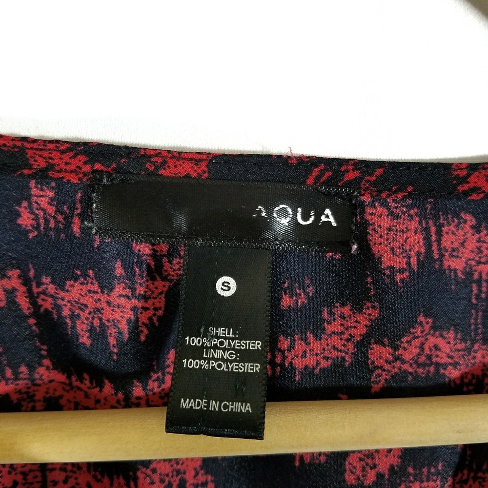 Aqua Red and Black Printed Faux Wrap Dress - Picture 5 of 6